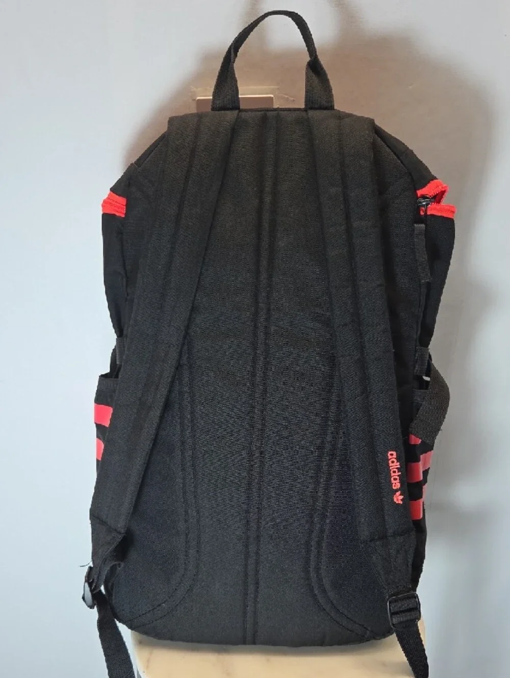 adidas Classic Ziptop Black And Neon Pink Backpack - Picture 2 of 7